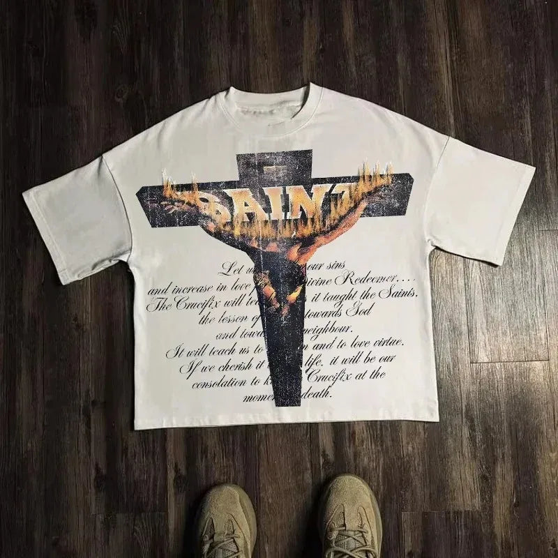 Graphic T-shirt Men Women Vintage Top Hip Hop Streetwear Oversized Tshirt