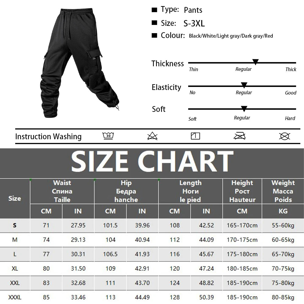 Men's Joggers Pants Loose Drawstring Long Pants Men Multi-pocket Sweatpants