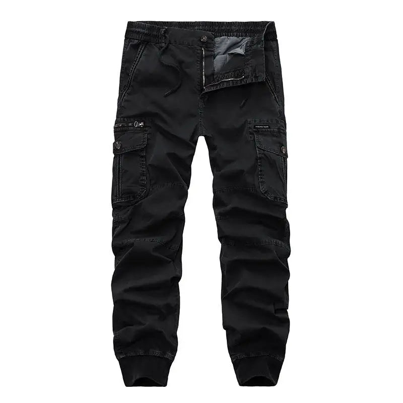 Jaysce Men Casual Joggers Solid Color Pants Men Cotton Elastic Trousers Military Style