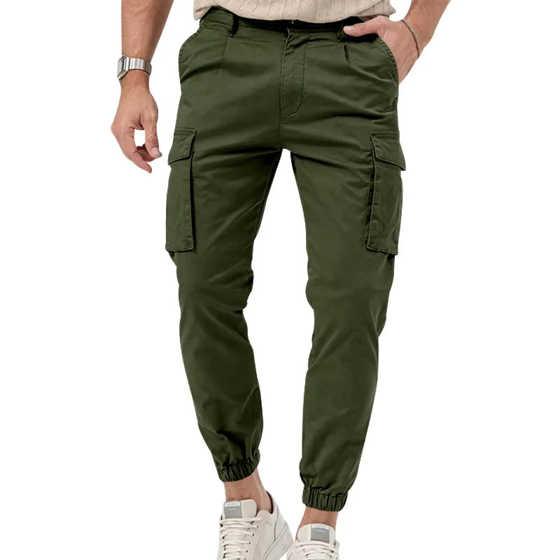 Men's Cargo Jogger Pants Multi Pocket Elastic Waist Casual Trousers