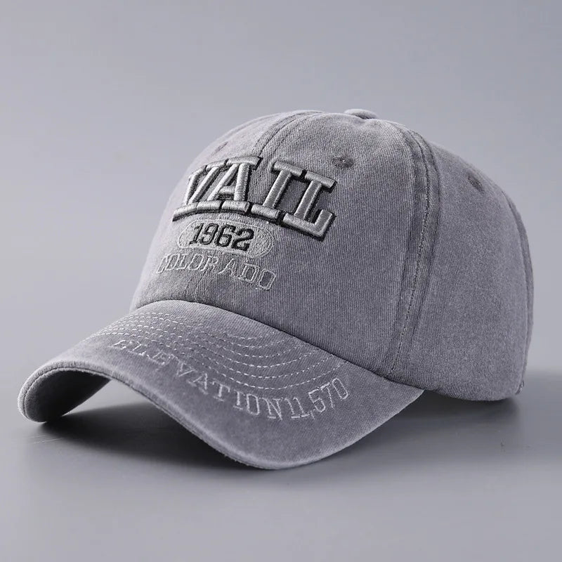 Vintage Washed Flat Cap 3D Embroidery Casual Baseball Cap Unisex