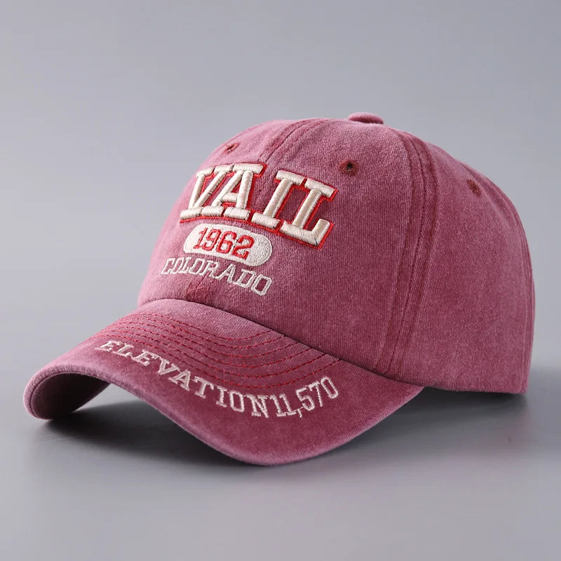 Vintage Washed Flat Cap 3D Embroidery Casual Baseball Cap Unisex