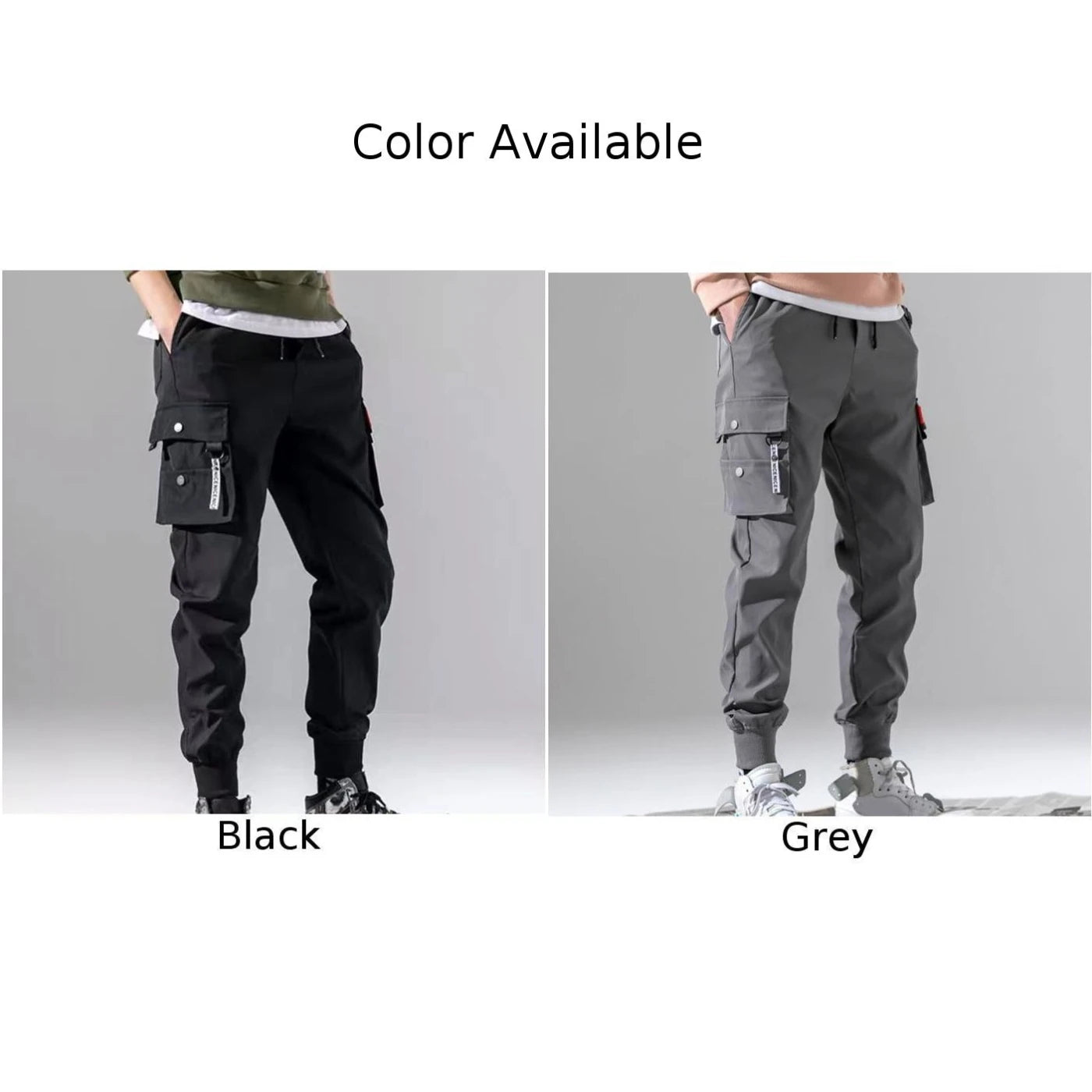 Mens Trendy Solid Cargo Pants Multi Pockets Hip Hop Joggers Trousers Sweatpants Outdoor Work Trousers Hiking Pants