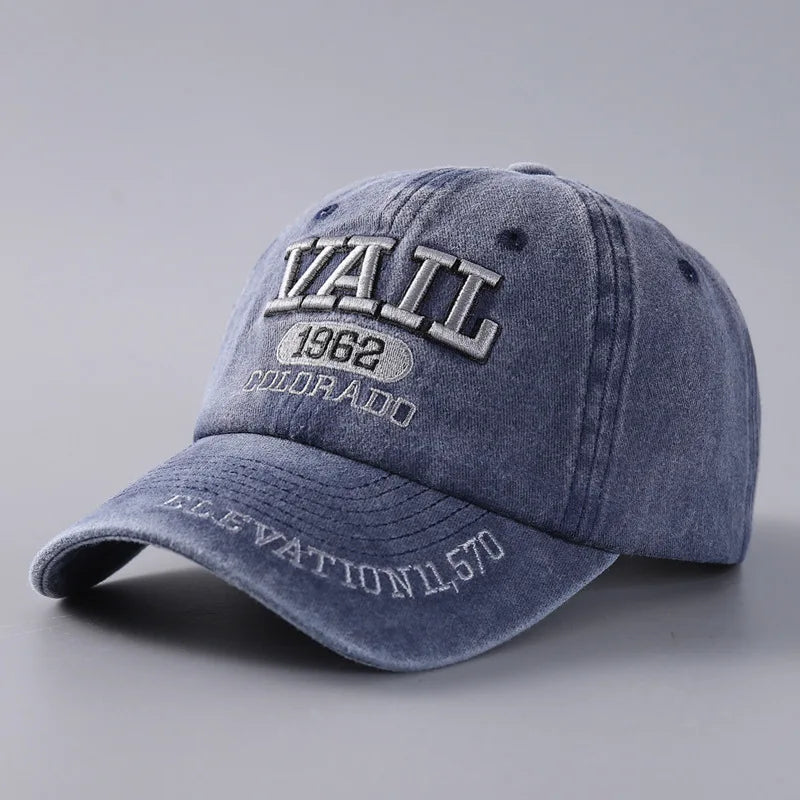 Vintage Washed Flat Cap 3D Embroidery Casual Baseball Cap Unisex