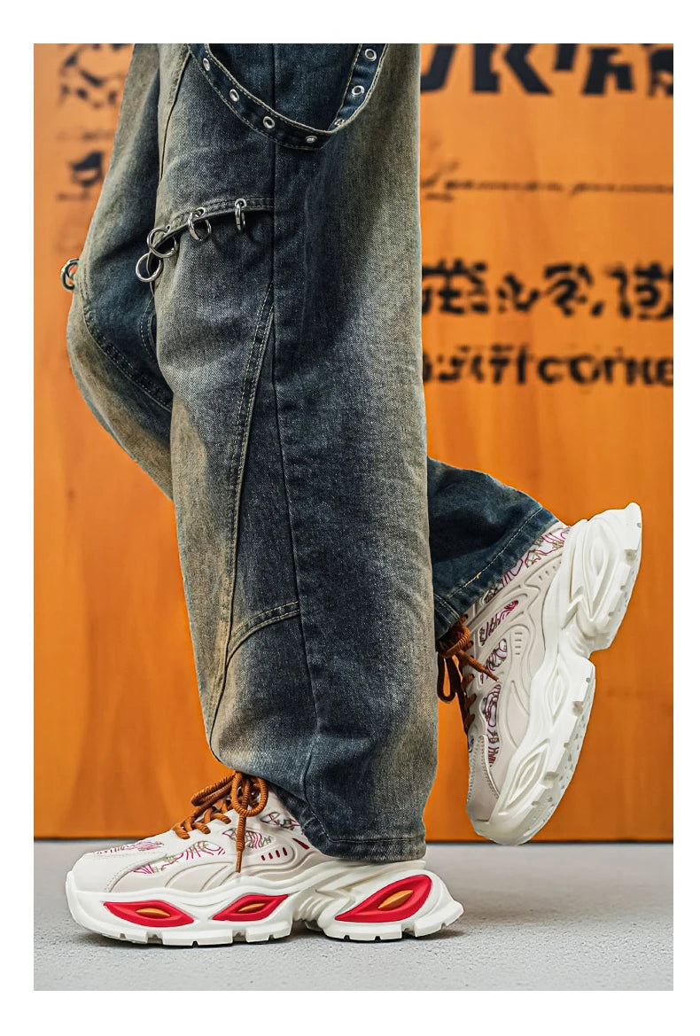Chunky Sneakers Mens Original Designer Sports Shoes Fashion Casual Leather Fabric