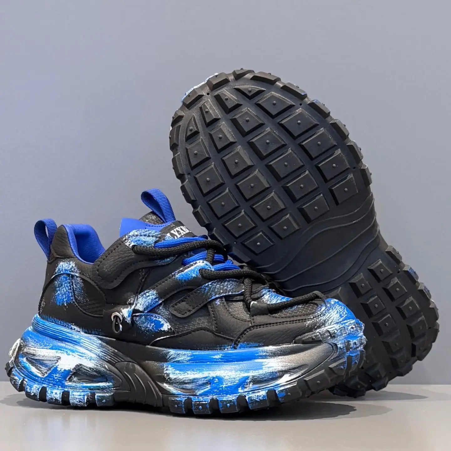 Chunky Sneakers Mens Designer Tire Sole Sport Shoes Fashion Casual Microfiber Leather