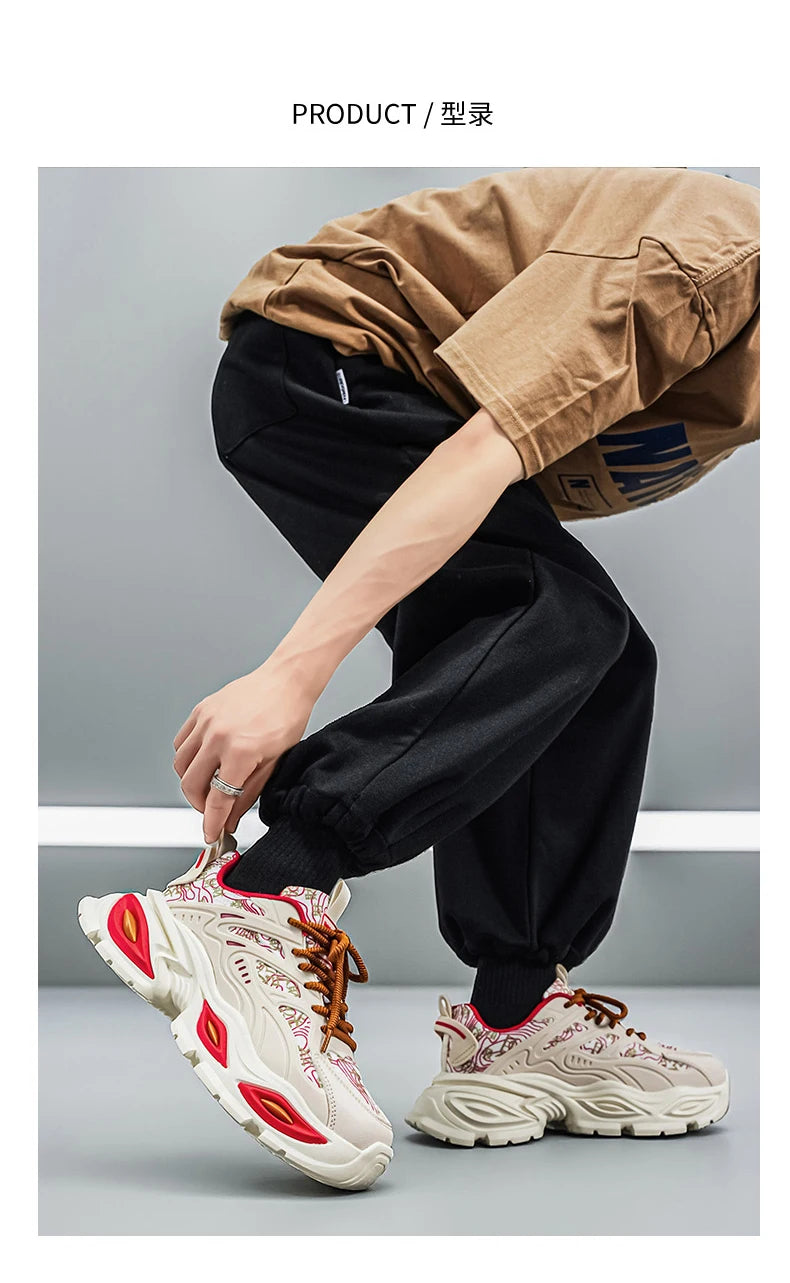 Chunky Sneakers Mens Original Designer Sports Shoes Fashion Casual Leather Fabric