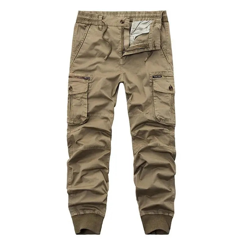 Jaysce Men Casual Joggers Solid Color Pants Men Cotton Elastic Trousers Military Style