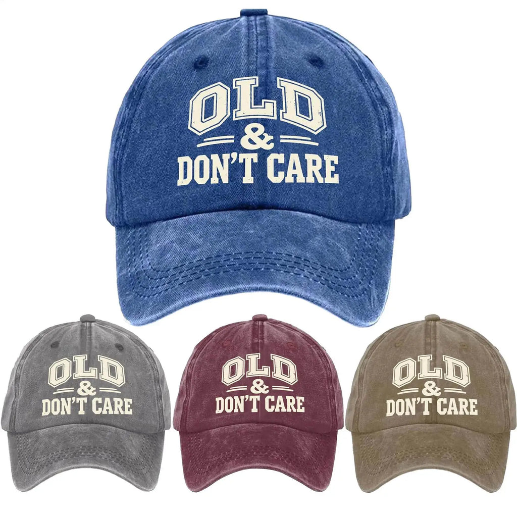 Vintage Baseball Caps Retro OLD Dont Care  printing Hat Unisex Style Distressed Washed