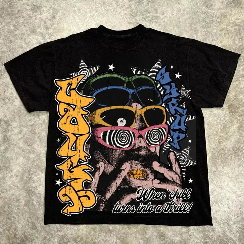 Graphic T-shirt Men Women Vintage Top Hip Hop Streetwear Oversized Tshirt