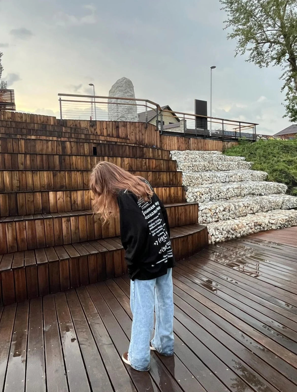 Oversized Men T-Shirt Streetwear Sober Graphic Print Autumn Hip Hop Korean