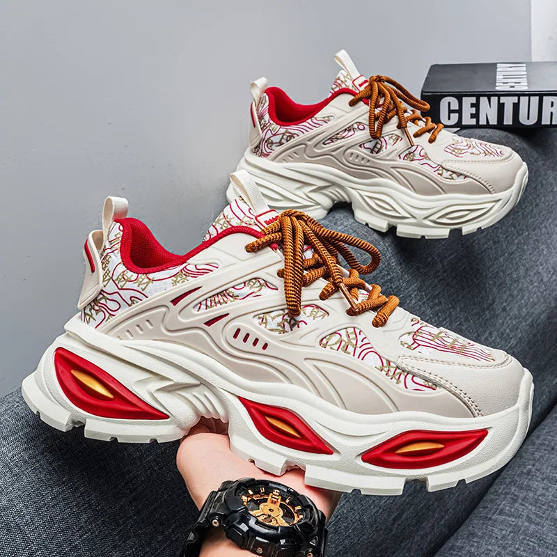 Chunky Sneakers Mens Original Designer Sports Shoes Fashion Casual Leather Fabric