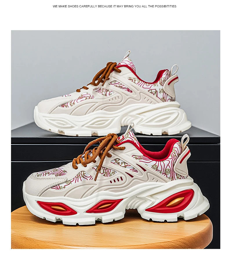Chunky Sneakers Mens Original Designer Sports Shoes Fashion Casual Leather Fabric