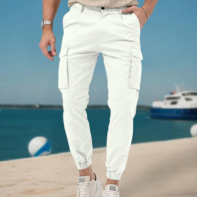 Men's Cargo Jogger Pants Multi Pocket Elastic Waist Casual Trousers