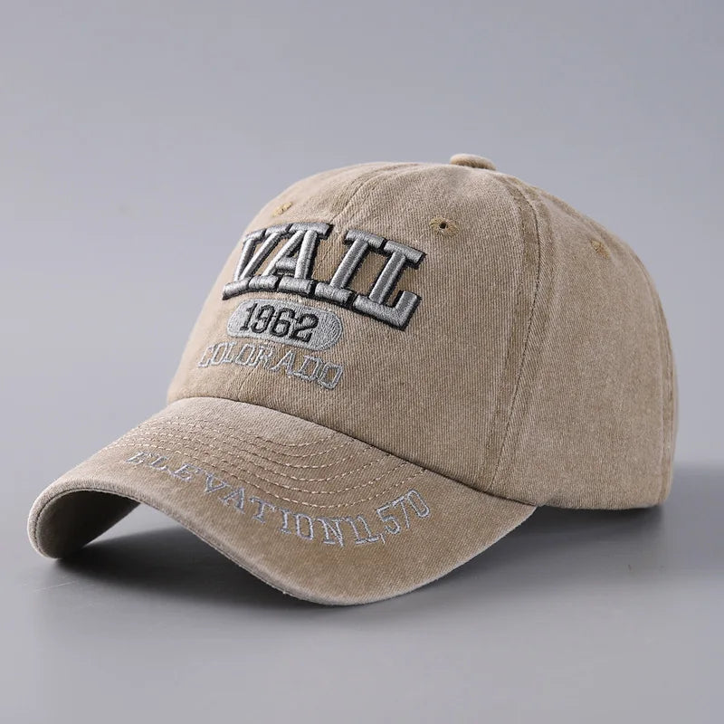 Vintage Washed Flat Cap 3D Embroidery Casual Baseball Cap Unisex