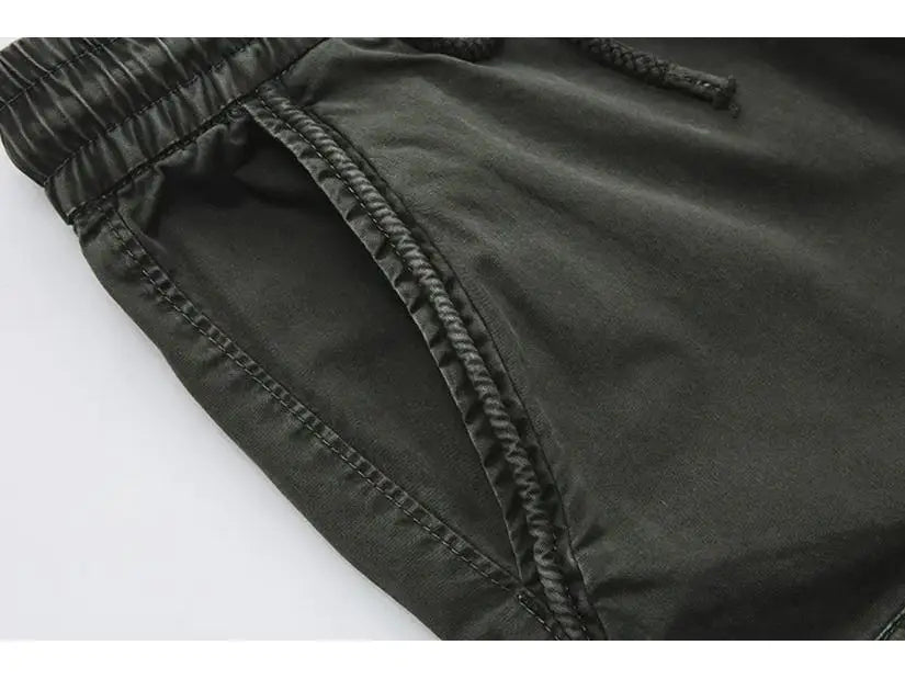 Jaysce Men Casual Joggers Solid Color Pants Men Cotton Elastic Trousers Military Style
