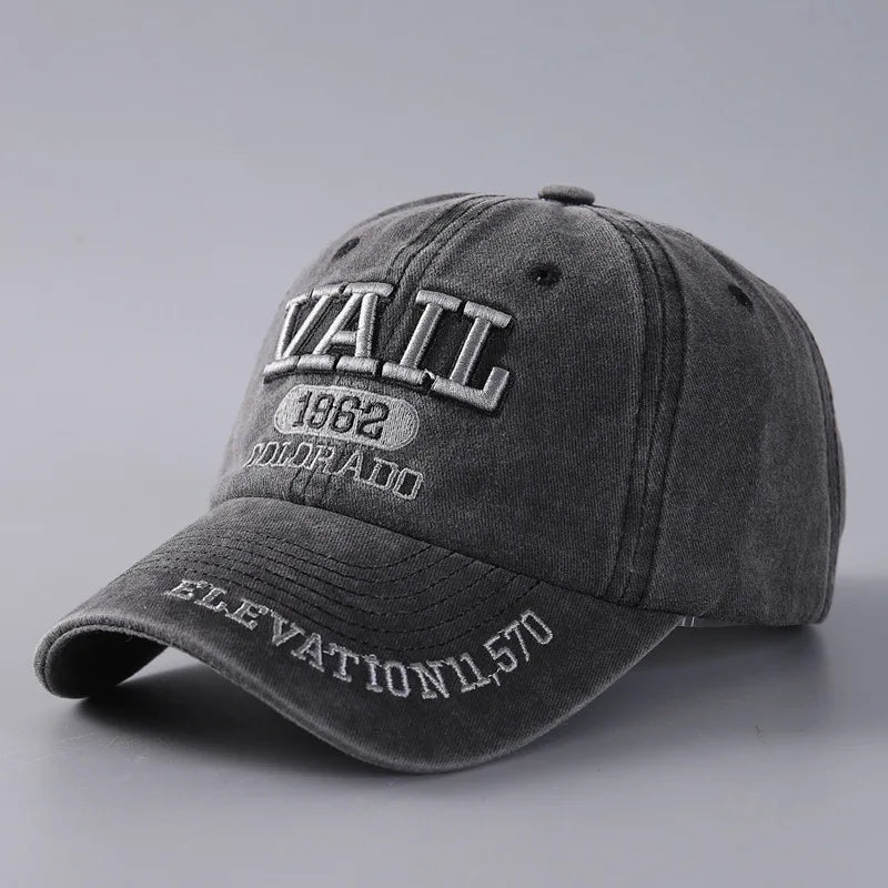 Vintage Washed Flat Cap 3D Embroidery Casual Baseball Cap Unisex