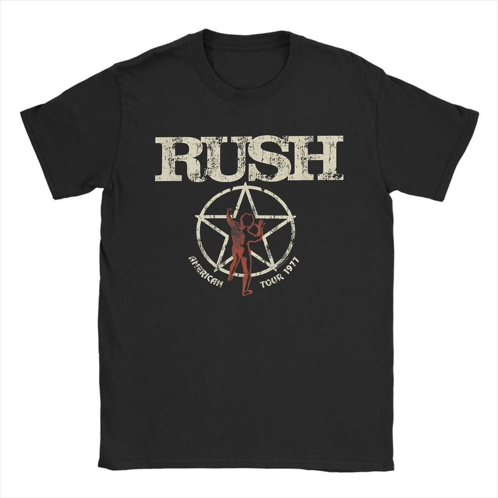 Oversized T Shirt Beach  Rock Music Rush Band Fashion T Shirts  Pure Cotton Tshirt for Men Y2K Casual Big Size Short Sleeve Tees
