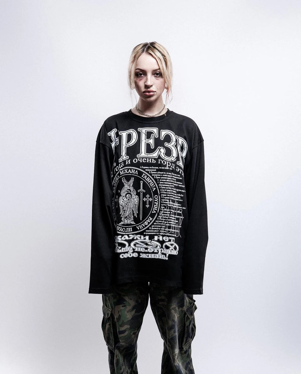 Oversized Men T-Shirt Streetwear Sober Graphic Print Autumn Hip Hop Korean