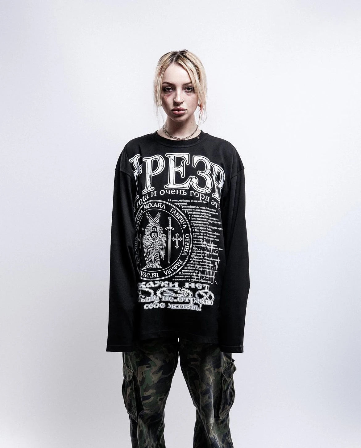 Oversized Men T-Shirt Streetwear Sober Graphic Print Autumn Hip Hop Korean