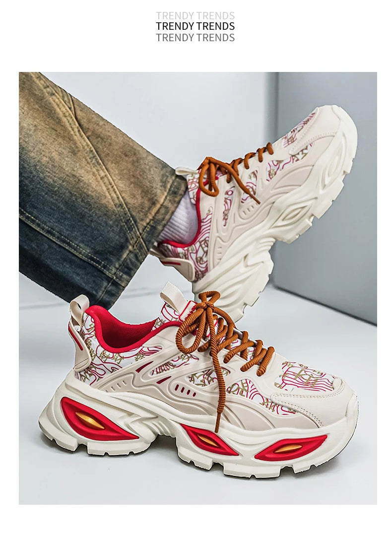 Chunky Sneakers Mens Original Designer Sports Shoes Fashion Casual Leather Fabric