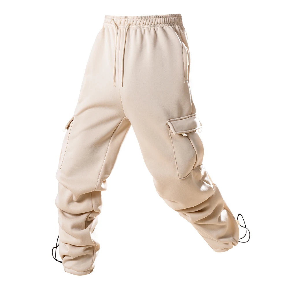 Men's Joggers Pants Loose Drawstring Long Pants Men Multi-pocket Sweatpants