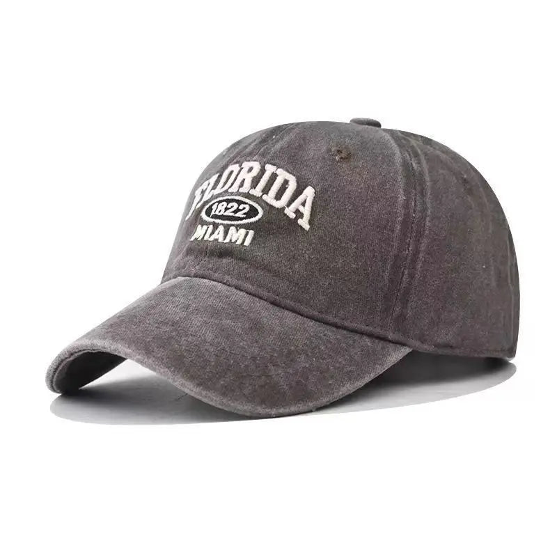 Vintage Washed Cowboy Baseball Cap for Men Women FLORIDA Embroidery