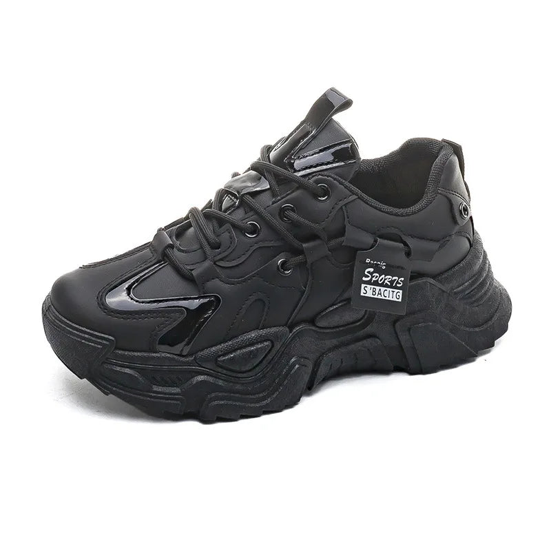 2025 Chunky Womens Leather Sneakers Casual Sports Shoes Female