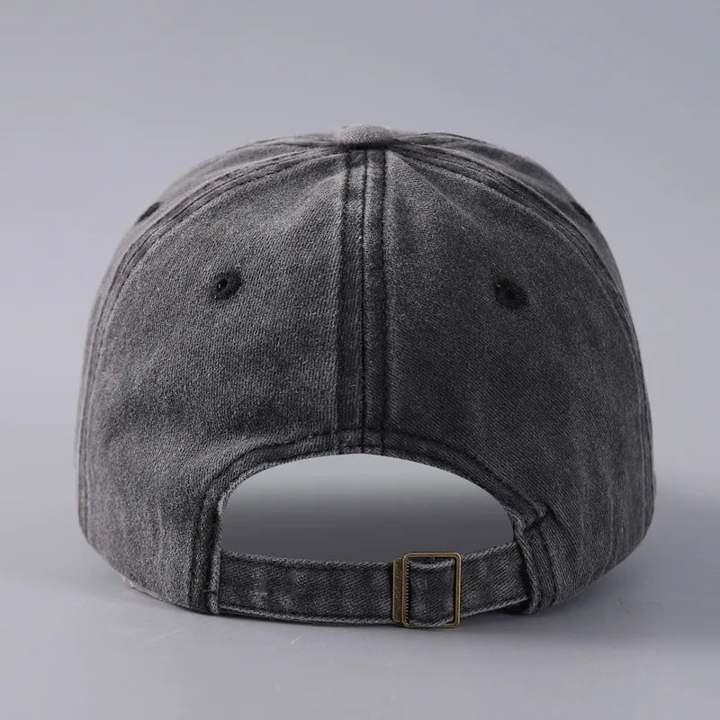 Vintage Washed Flat Cap 3D Embroidery Casual Baseball Cap Unisex