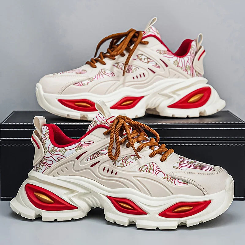 Chunky Sneakers Mens Original Designer Sports Shoes Fashion Casual Leather Fabric