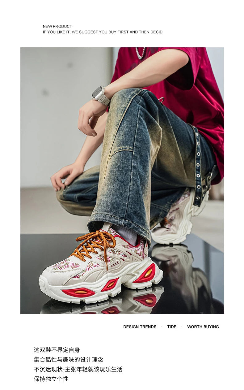 Chunky Sneakers Mens Original Designer Sports Shoes Fashion Casual Leather Fabric