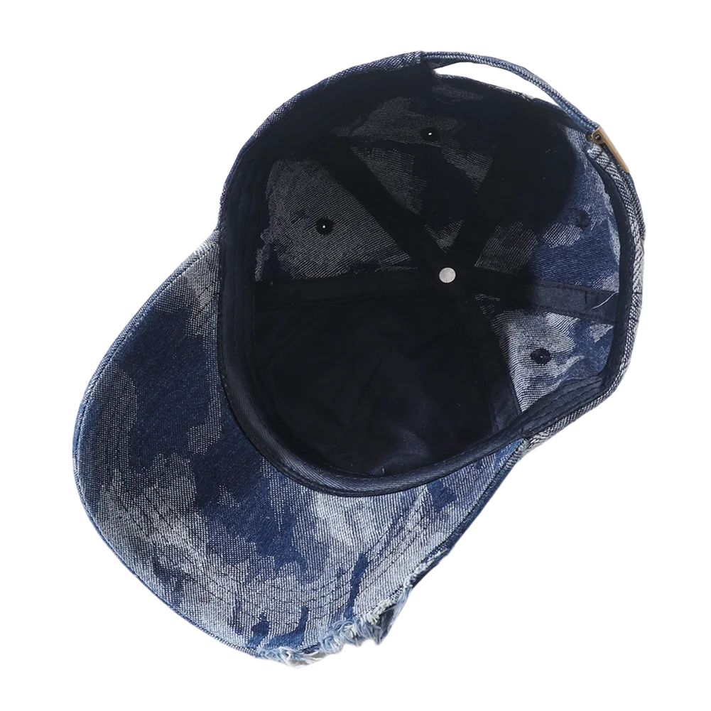 Vintage Distressed Denim Baseball Cap Adjustable Hip Hop Streetwear