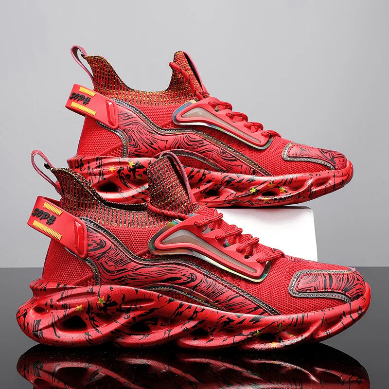 2026 New Men Chunky Running Shoes Breathable Knit Sneakers Shockproof