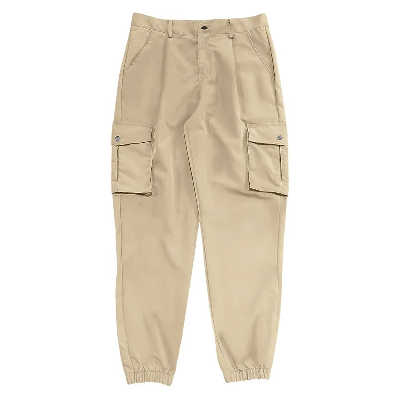Men's Cargo Jogger Pants Multi Pocket Elastic Waist Casual Trousers