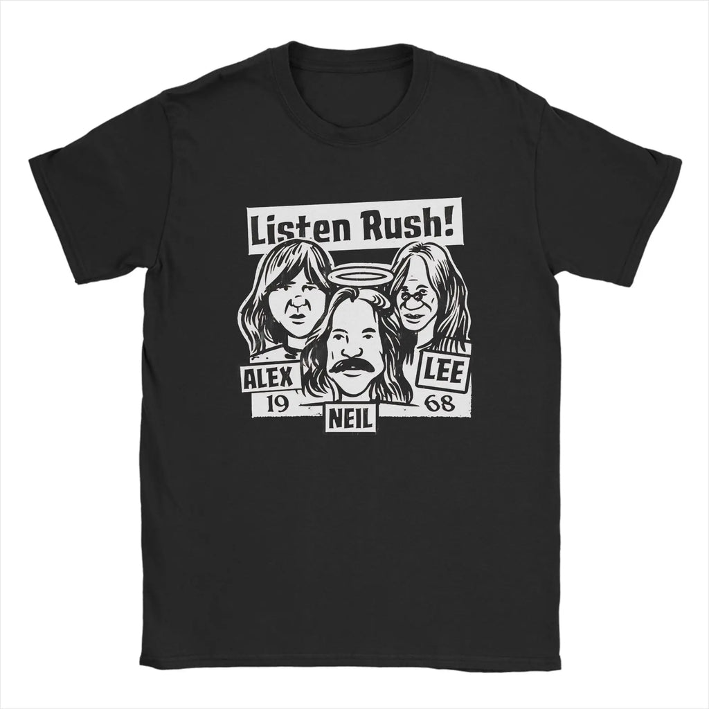 Oversized T Shirt Beach  Rock Music Rush Band Fashion T Shirts  Pure Cotton Tshirt for Men Y2K Casual Big Size Short Sleeve Tees