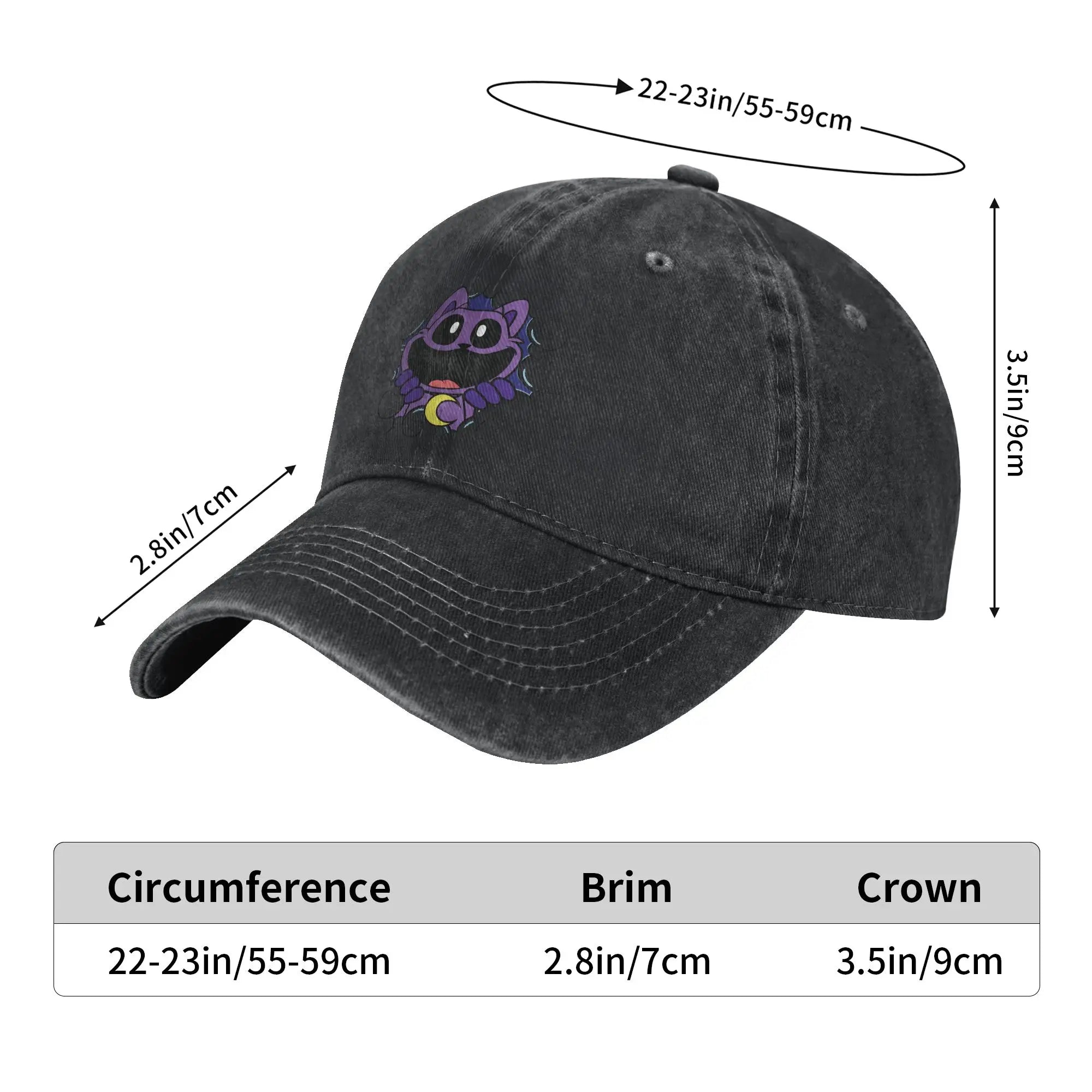 Vintage Catnap Cartoon Baseball Cap for Men Women Distressed Denim Washed