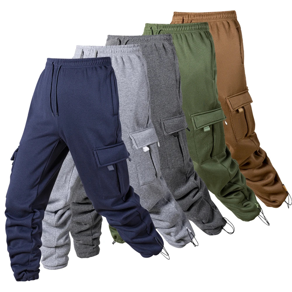Men's Joggers Pants Loose Drawstring Long Pants Men Multi-pocket Sweatpants