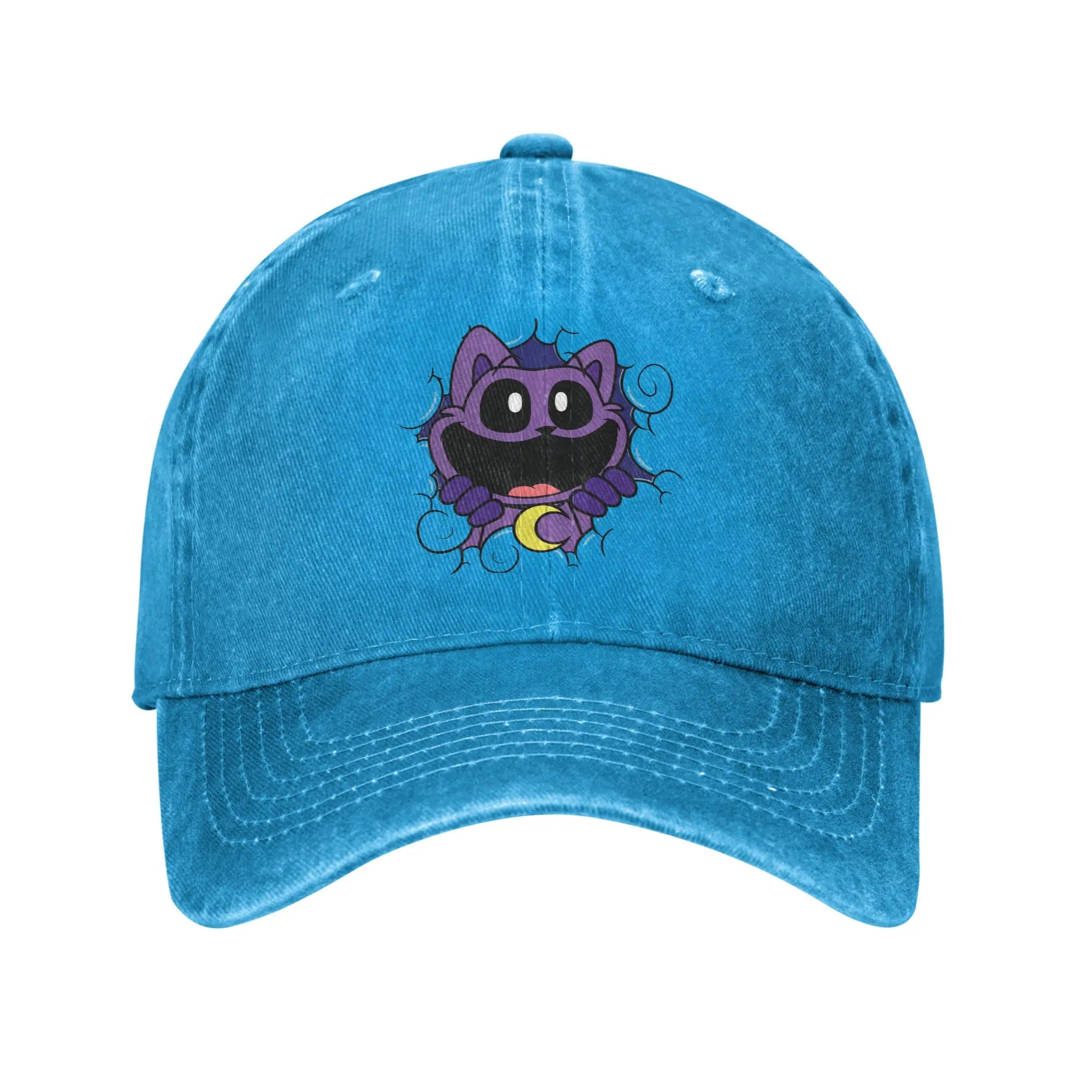 Vintage Catnap Cartoon Baseball Cap for Men Women Distressed Denim Washed