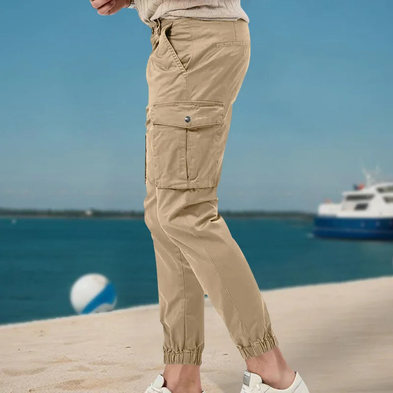 Men's Cargo Jogger Pants Multi Pocket Elastic Waist Casual Trousers