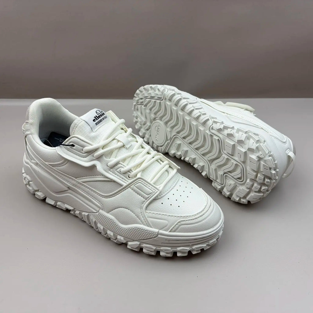 2026 Retro Tech White Sneakers - Chunky Sole, Non-Slip Couple Casual Skate Shoes for Men & Women