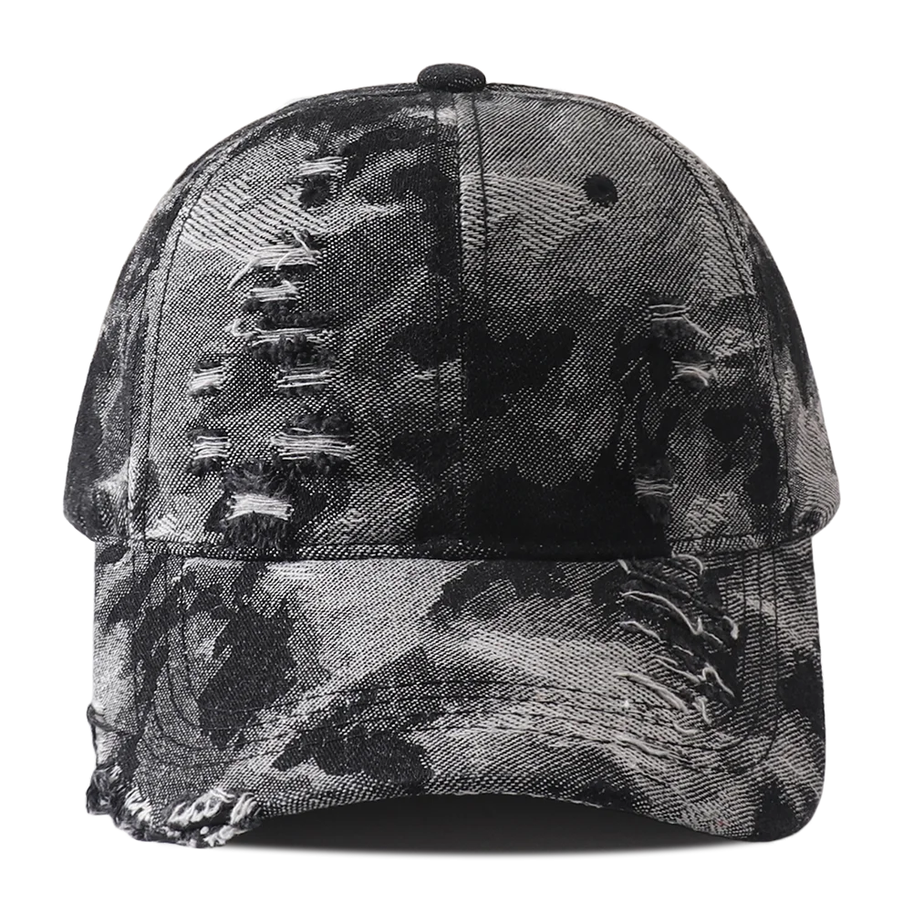 Vintage Distressed Denim Baseball Cap Adjustable Hip Hop Streetwear
