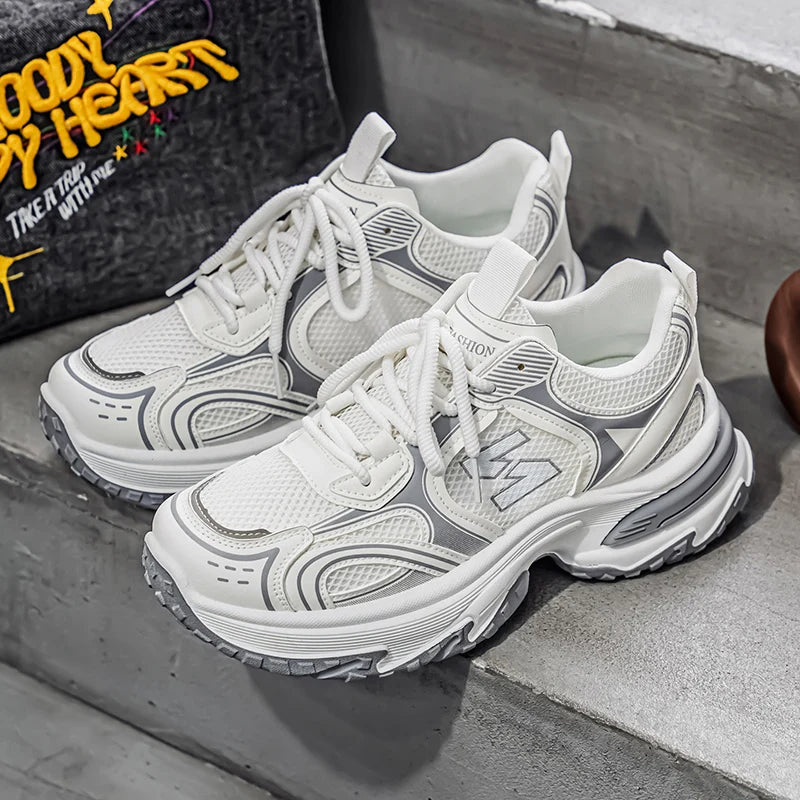 2026 NEW Trendy Unisex Chunky Dad Sneakers | Silver Black Retro Couple Shoes