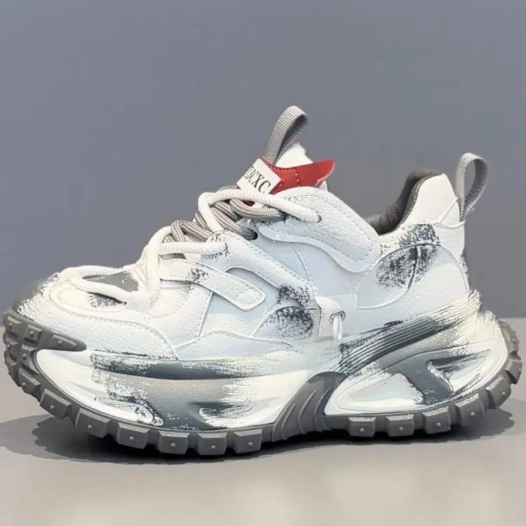 Chunky Sneakers Mens Designer Tire Sole Sport Shoes Fashion Casual Microfiber Leather