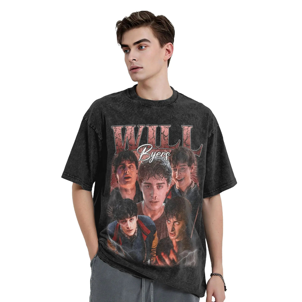 Oversized Washed T Shirt Will Byers  Loose T Shirts TV Show Popular Tshirt